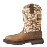 Camo-Printed Textile Shaft with Flag Patch Boot Side View
