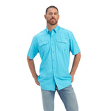 Scuba Blue Short Sleeve with Back Mesh Panel and Two Velcro Closure Chest Pockets