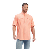 Peach/Pink Short Sleeve Button Down with Two Chest Pockets with Velcro Closure