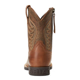 Back view of Ariat Kid’s Sorrel Amos Square Toe Boot on a white background showing heel and pull tabs.