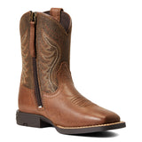 Ariat Sorrel Amos kids’ Western boot side angle showing zipper.