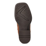 Bottom view of Ariat Sorrel Amos kids’ Western boot with durable sole.
