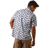 Ariat Men's White & Blue Palm Leaf & Skull Short Sleeve