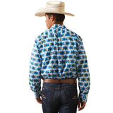 Ariat Men's Levi White, Green & Blue Southwest Long Sleeve