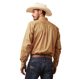 Kilian Orange Geo Print Long Sleeve Shirt Back View