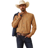 Kilian Orange Geo Print Long Sleeve Shirt