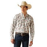 Longhorns Surfing Print Long Sleeve Button-up with Single Pocket