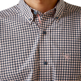 Close-up of moisture-wicking fabric and checkered pattern on Ariat Oswald shirt