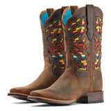 Desert Pearl Square Toe Boot with a Serape Print VenTek Inlay 
