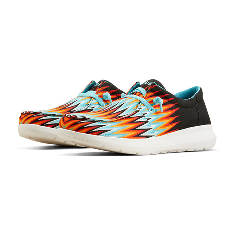 Orange and Blue Zig Zag Print Slip-on with Black Heel