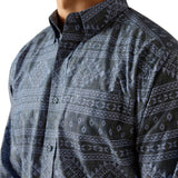 Ariat Men's Eddie Navy Blue Aztec Print Long Sleeve