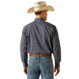 Ariat Men's Navy/Blue Diamond Print Long Sleeve