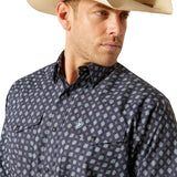 Ariat Men's Navy/Blue Diamond Print Long Sleeve