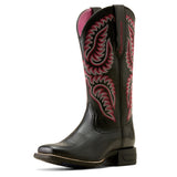 Ariat Women's Cattle Caite Stretchfit Black & Maroon Western Boots