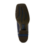 Dark Blue Roughout Square Toe with Light Blue Shaft Sole View