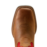 Ariat Red Youth Square Toe Boot front view showing bold red shaft and classic square toe Toe View