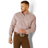 Brick Geo Print Button-up Long Sleeve Shirt with Single Pocket