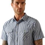 Ariat Men's Blue Striped Short Sleeve Shirt