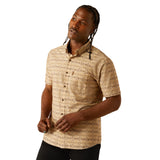 Cream Southwest Print Button-up Short Sleeve Shirt with a Single Pocket