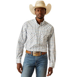 Grey Plaid Snap Long Sleeve Shirt with Two Chest Snap Pockets