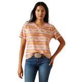 Pink Striped Short Sleeve with a V-Neck