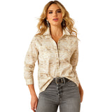 Sand Southwest Print Button-up Long Sleeve Shirt with Two Chest Pockets