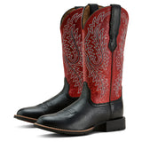 Ariat Women's Round Up 12" Round Toe Boots - Black/Red