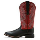 Ariat Women's Round Up 12" Round Toe Boots - Black/Red side view