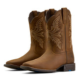 Ariat Youth Westwood Wide Square Toe Western Boot In Distressed Brown