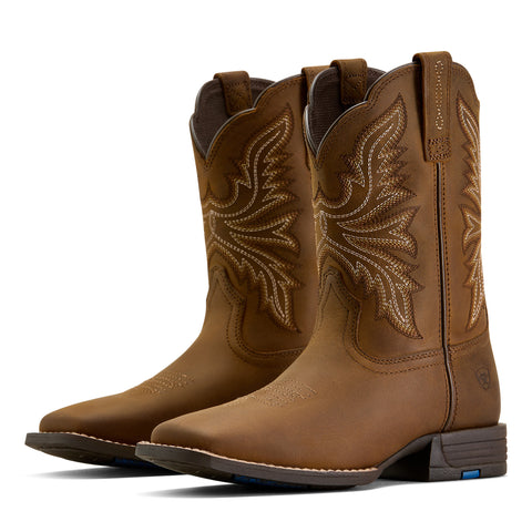 Ariat Youth Westwood Wide Square Toe Western Boot In Distressed Brown