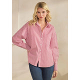 Women's Red Pinstripe Long Sleeve