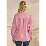 Women's Red Pinstripe Long Sleeve