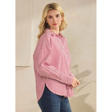 Women's Red Pinstripe Long Sleeve