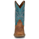 Women's Della Brown Water Buffalo Vamp 11in Turquoise Top Boot Front View