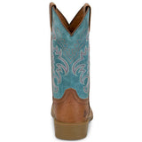 Women's Della Brown Water Buffalo Vamp 11in Turquoise Top Boot Heel View