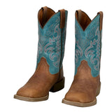 Women's Della Brown Water Buffalo Vamp 11in Turquoise Top Boot