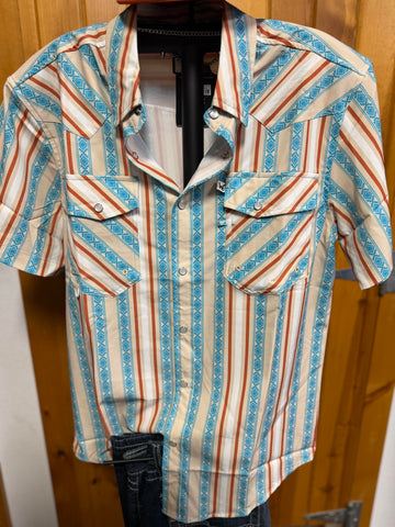 Western Edge Exclusive Tribal Pinstripe Short Sleeve Snap