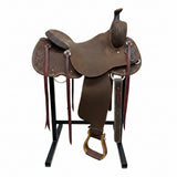 Side view of HR 16" Signature Roughout Ranch Cutter Saddle