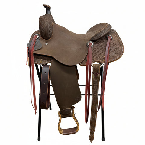 Side View of HR 16" Signature Roughout Ranch Cutter Saddle