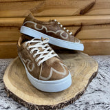 Brown Lace up with White Boot Stitching