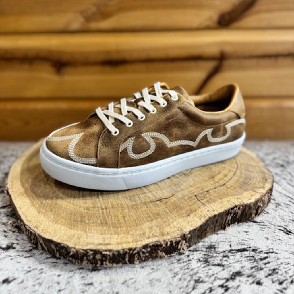 Brown Lace up with White Boot Stitching