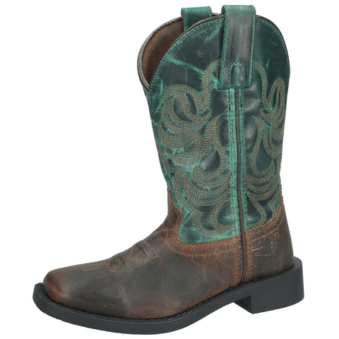 Smoky Mountain Kid's Brown Oil Distressed Dark Green Boots