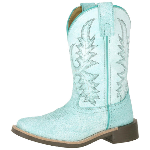 Side view of Smoky Mountain Kid's Artic Blue Square Toe Boots