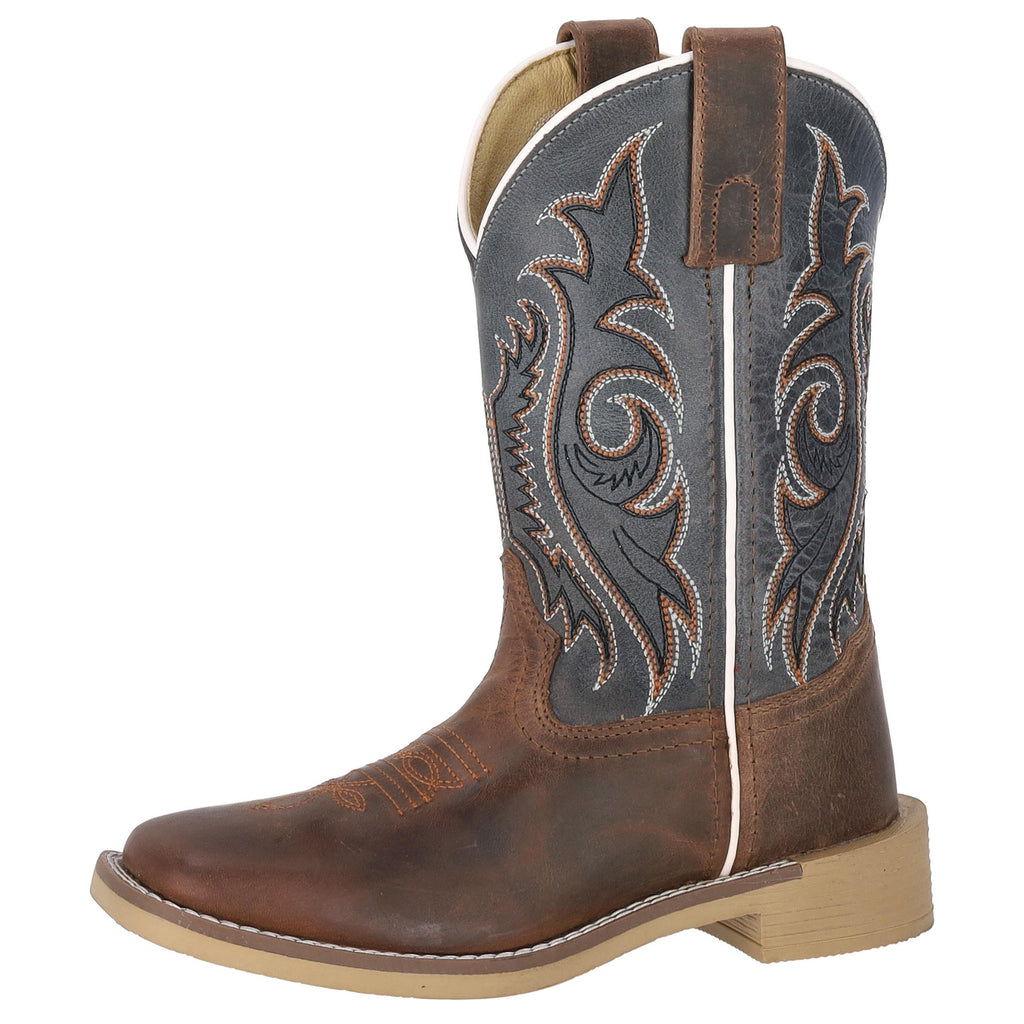 Side view of Smoky Mountain Kid's Vintage Gray Square Toe Boots 