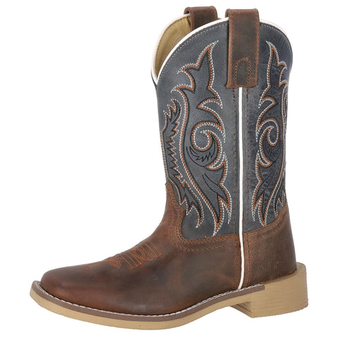 Side view of Smoky Mountain Kid's Vintage Gray Square Toe Boots 