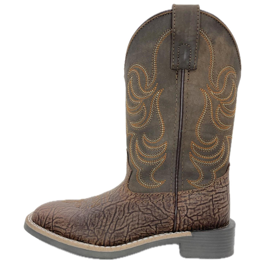 Smoky Mountain Kid's Brown & Orange Square Toe Boots 