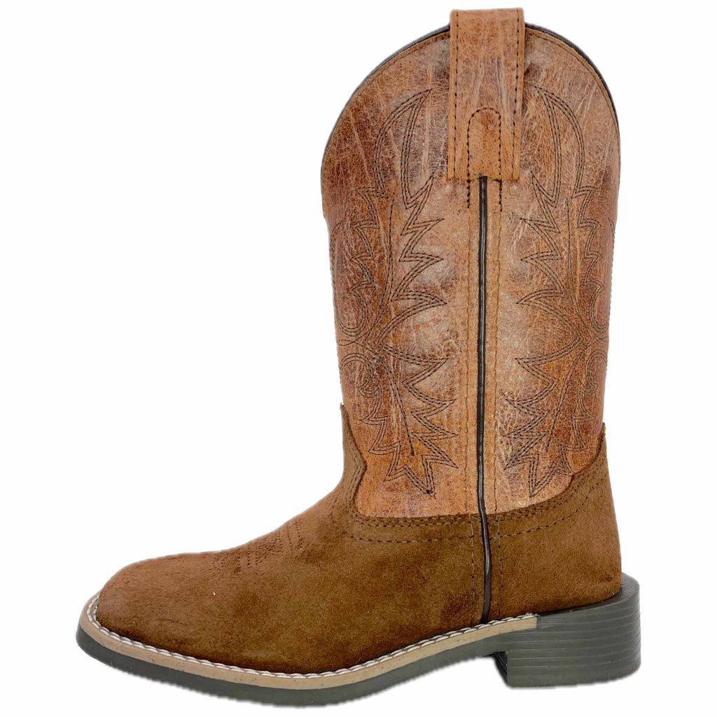 Side view of Smoky Mountain Kid's Burnt Orange Square Toe Boots