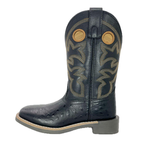 Smoky Mountain Black Ostrich Print Kids Boots