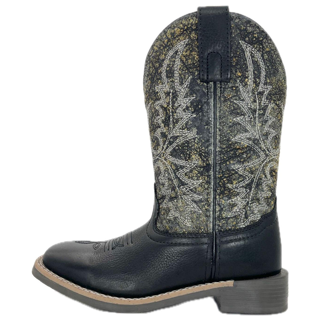 Kid's Black/Vintage Charcoal Square Toe Boots