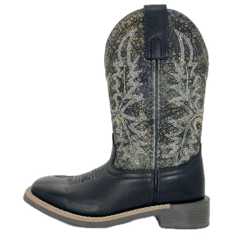Kid's Black/Vintage Charcoal Square Toe Boots